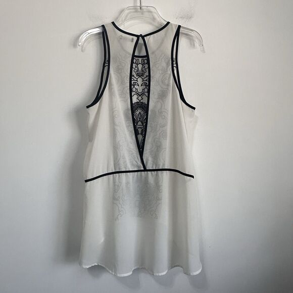 do&be Tank Top M Sheer White Embroidered Sleeveless Layering Summer Boho Tunic - Picture 10 of 11